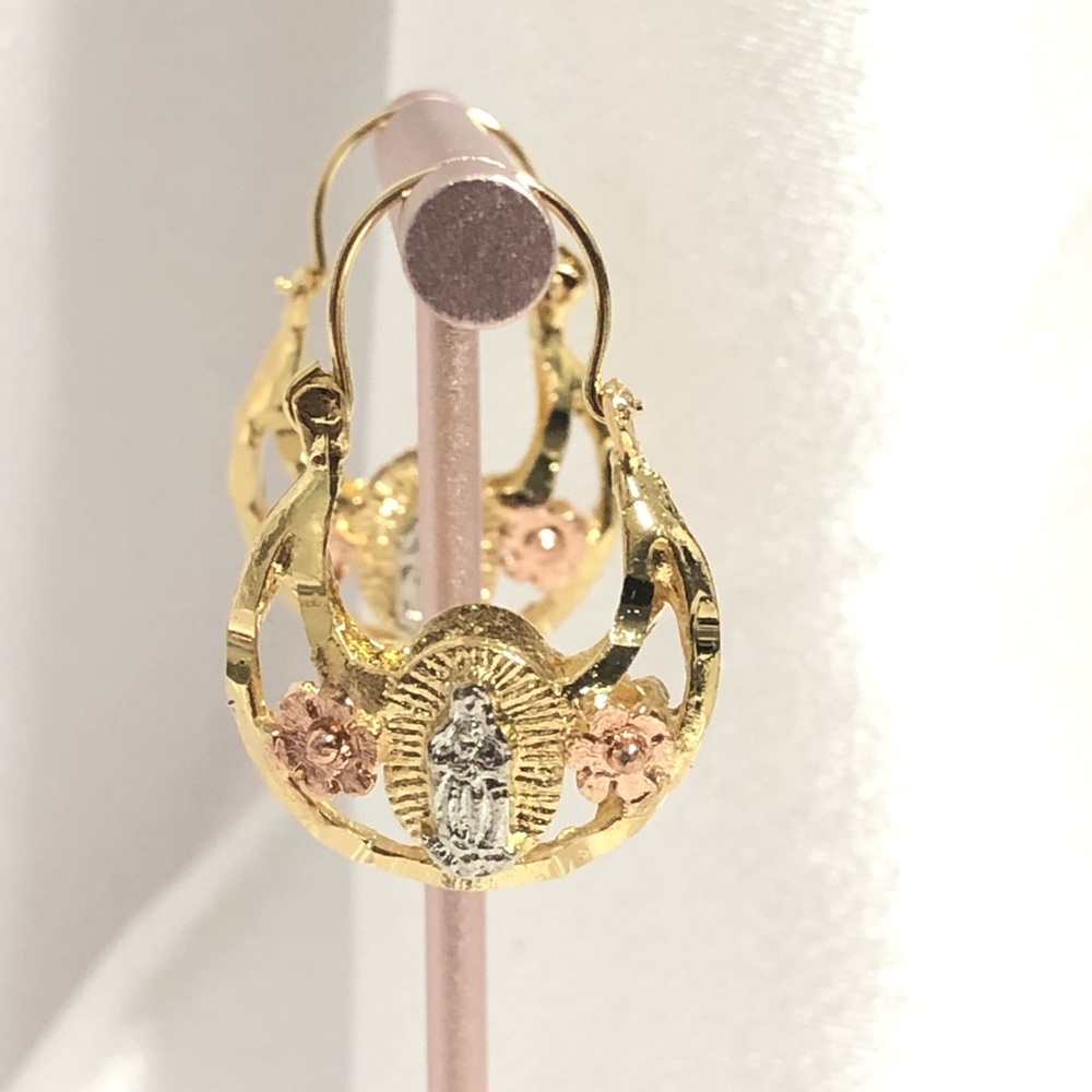 14k Gold Filled Virgin Guadalupe/Virgen Guadalupe Basket Earrings - Picture 11 of 15